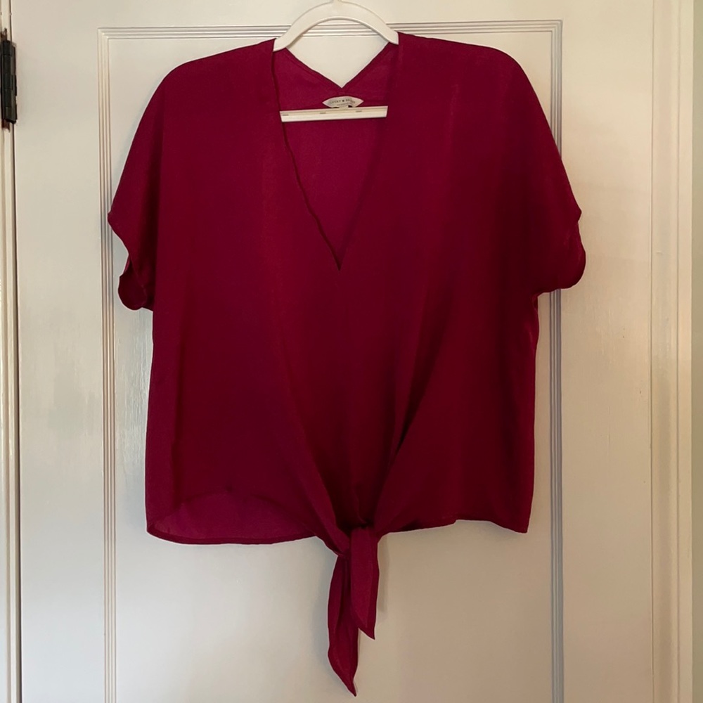 Lucky Brand maroon front tie shirt.